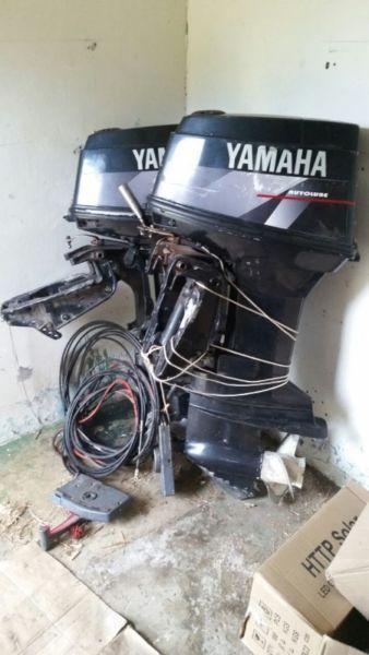 2 Yamaha 60 HP Autolube outboard motors fore sale