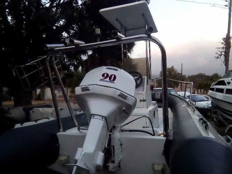 Falcon Rubber Duck 90 Evenrude Motor,semi rigid with s/steel hand rails