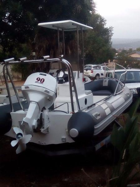 Falcon Rubber Duck 90 Evenrude Motor,semi rigid with s/steel hand rails