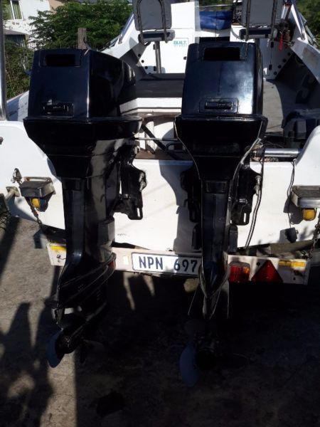 2 x 55hp Evinrude two stroke outboard motors only for sale