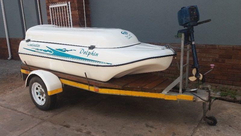 bass boat and trailer 2 hp motor