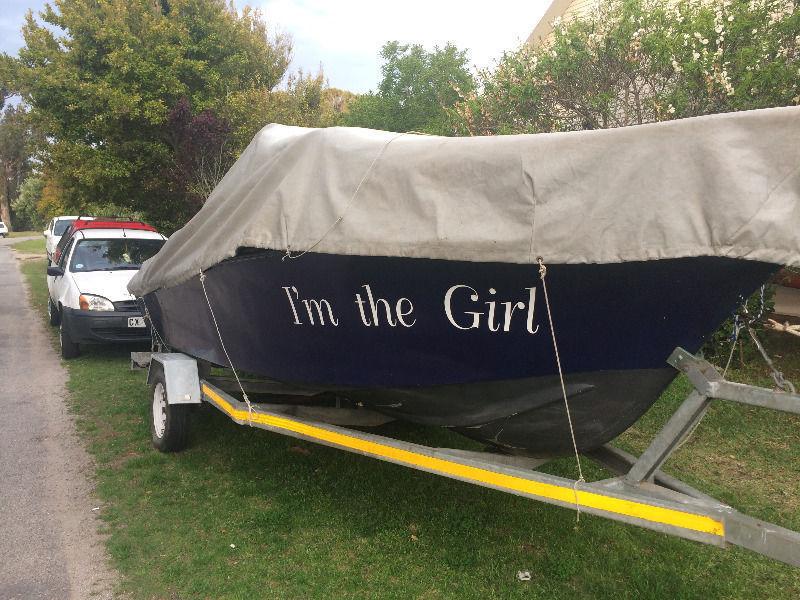 Sleep-o-Ret Cabin Boat with 100 hp V4 Suzuki trim and tilt