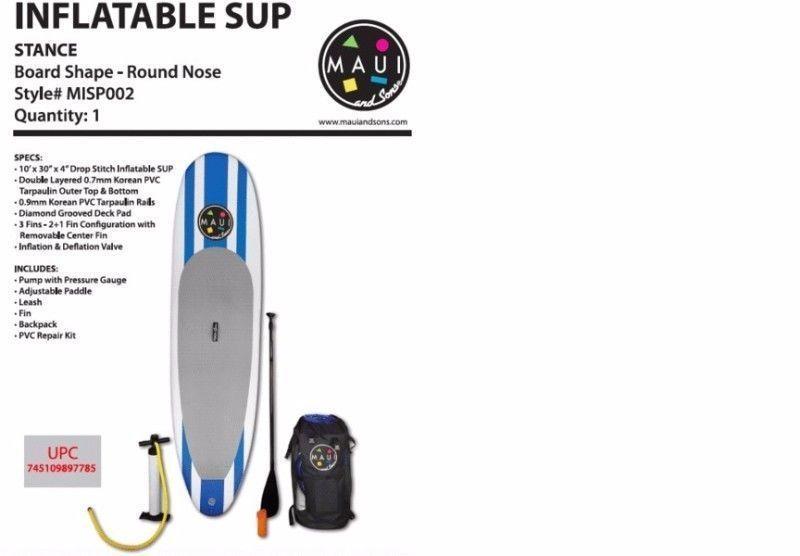 MAUI Inflatable SUP Board + Paddle & Backpack