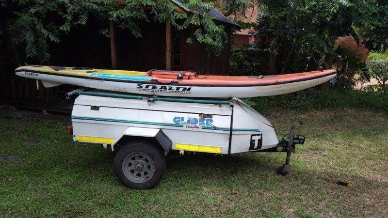 2x Fishing Kayaks and Stainless Steel Trailer for Sale