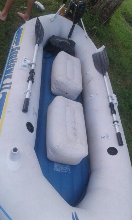 Bass boat with motor