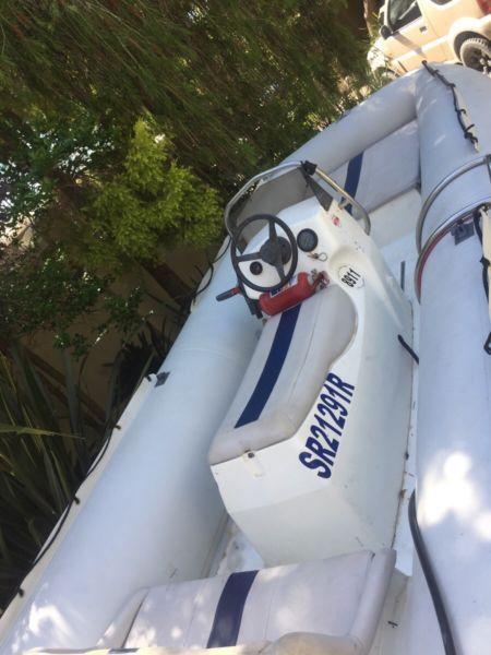 5m prestige cat hull semi ridget rubberduck boat just been retubed with 80hp Yamaha trim and tilt