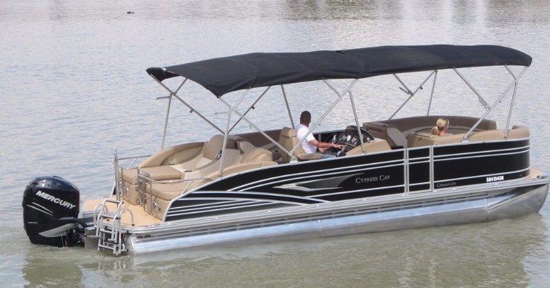 2015 Cypress Cayman 250 Tri Pontoon Barge with 250 Hp Mercury Verado Supercharged 4 Stroke