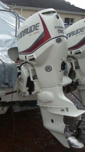 NEW generation Evinrude 90hp outboards with balance of warranty