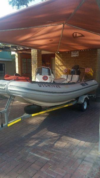 Mint condition Prestige Water Craft 4.5 semi-rigid, fitted with Yamaha 60 HP Autolube