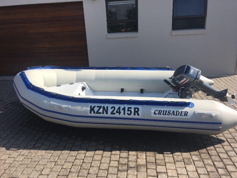 Crusader 3.6m rubber duck with 15hp Yamaha