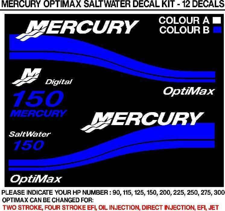 Mercury 135 HP motor cowl decals sticker kits