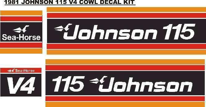 1971 Johnson 115 V4 cowl decals graphics kits