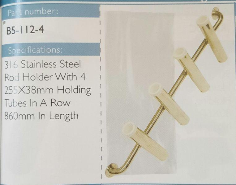 STAINLESS STEEL ROD HOLDER WITH FOUR HOLDING TUBES IN A ROW R1499,99