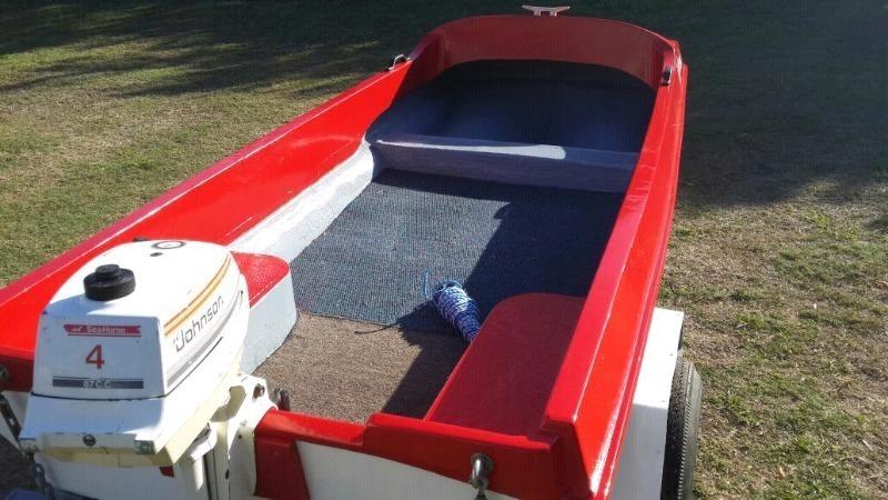 River boat on trailer with 4 hp Johnson for sale