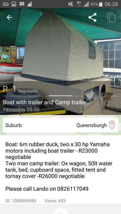 Boat and trailer and camp trailer