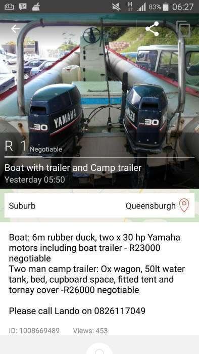 Boat and trailer and camp trailer
