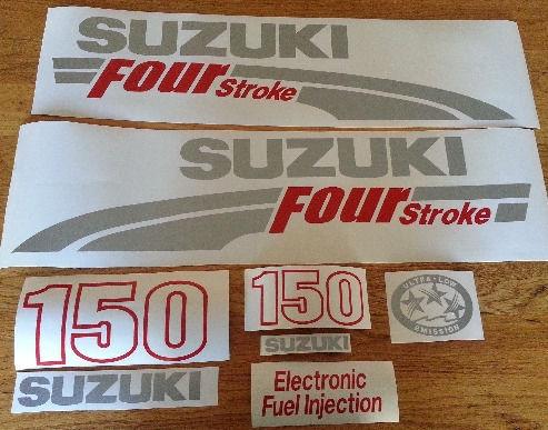 Suzuki 150 HP Four stroke outboard motor cowl decals stickers graphics sets