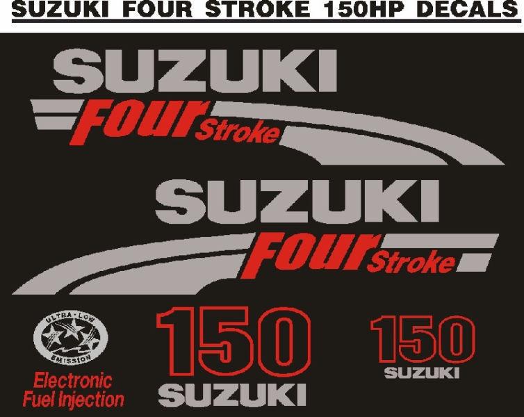 Suzuki 150 HP Four stroke outboard motor cowl decals stickers graphics sets