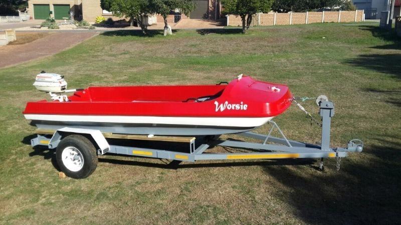 River boat on trailer with 4 hp Johnson for sale