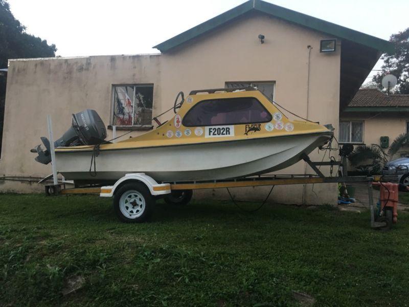 Mariner boat motor 40Hp, Runs well. With new galvanized trailer & Cabin Cruiser