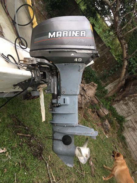 Mariner boat motor 40Hp, Runs well. With new galvanized trailer & Cabin Cruiser