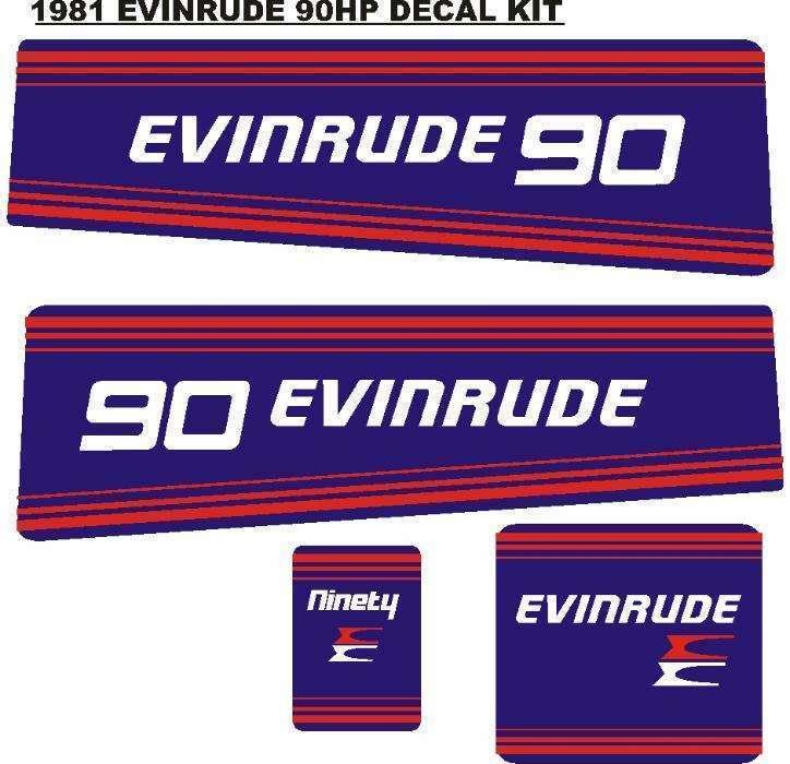 1981 Evinrude 90 HP outboard motor cowl graphics decals