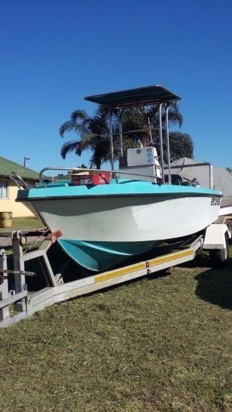STAINLESS STEEL T TOP FOR 17 FT CENTRE CONSOLE BOAT WITH STAINLESS ROD HOLDERS