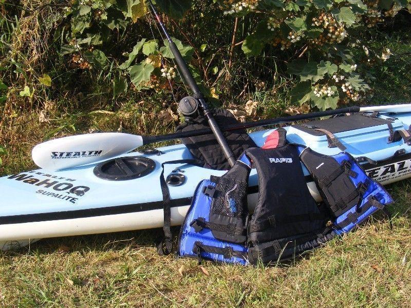 Stealth Wahoo Superlite Kayak for sale with accessories in great condition