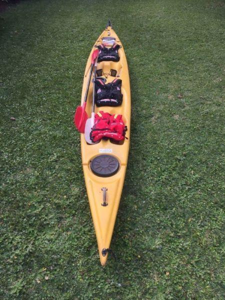 Double kayak with gear