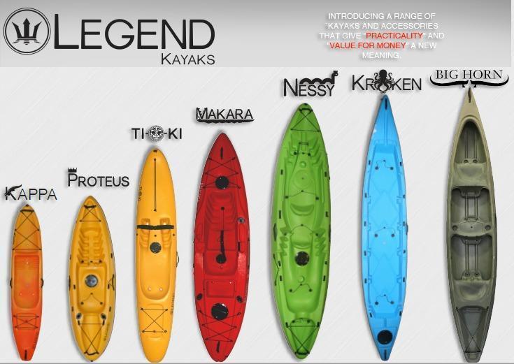 Full Range of Legend Kayaks - delivered anywhere in the country