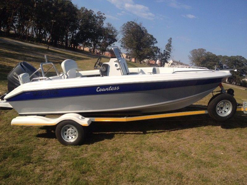 2016 Countess 170 on trailer with a Yamaha 100hp outboard engine