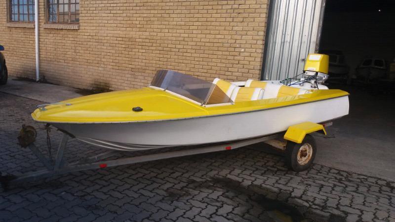 Speedboat on trailer