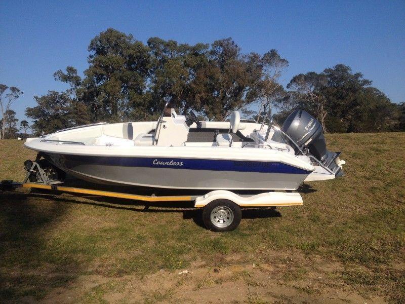 2016 Countess 170 on trailer with a Yamaha 100hp outboard engine