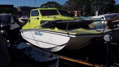16 ft Cathedral Power Boat with Trailer