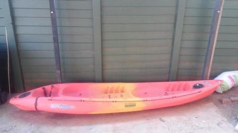 Feel free kayak with paddles and Thule roof rack