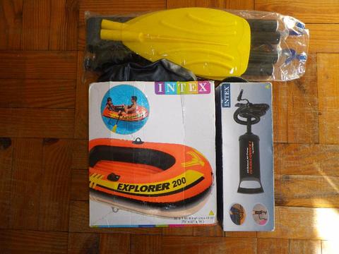 Intex Explorer 200 Inflatable Boat (plus Oars) & High Output Hand-Pump