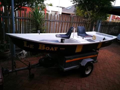 Bass boat with motor