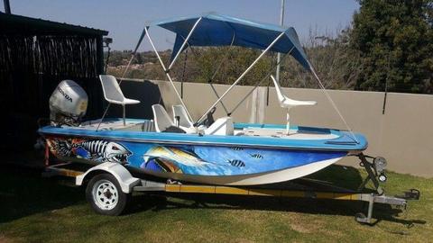 Bass Boat, Fishing Boat, River Boat with 40HP Honda 4 stroke motor