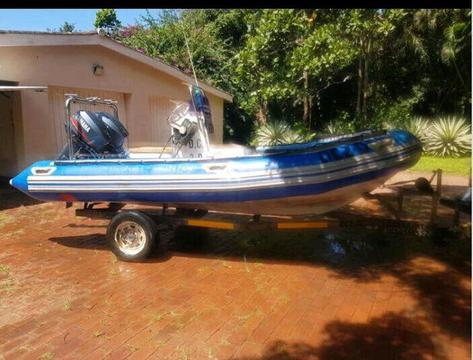 5m rubber duck for sale on trailer with 2× 30 yamaha