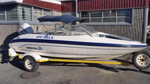 Ski Boat Viking Wakester with Johnson 175 HP Outboard on galvanised trailer