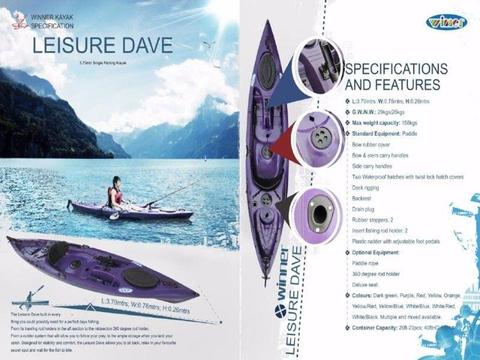 New Winner Kayak - Leisure Dave sit on top fishing/fun kayak