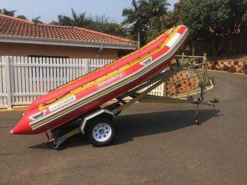 4.3m Crusader rubber duck on a breakneck trailer
