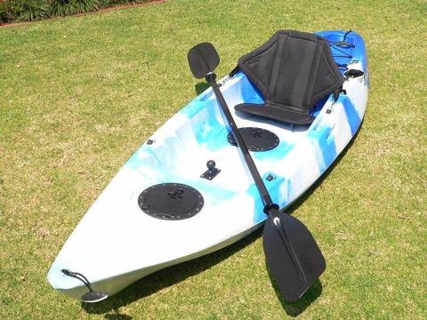Pioneer Kayak, single including Seat, Paddle & Rod holder, FREE Paddle leash!