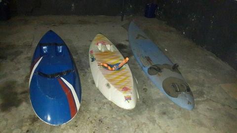 2 pedal skies and 1 wind surfer