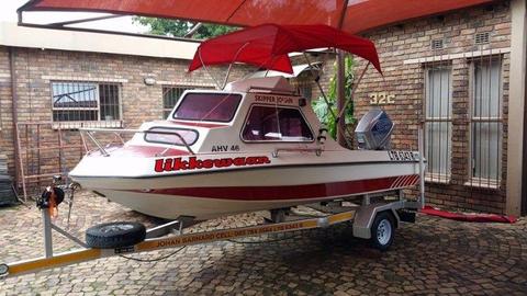 Sportsman Cabin boat with 85 Hp Suzuki Tilt and trim