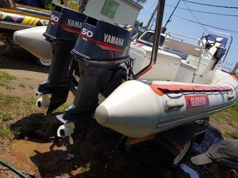 Gladiater 5.6m dive Duck with two Yamaha 50 hp 3 cylinder autolubes