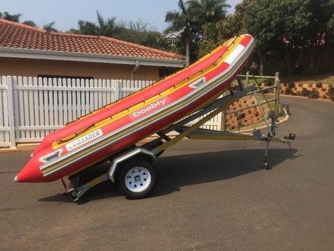 4.3m Crusader rubber duck on a new breakneck trailer, with boat cover R22,500onco