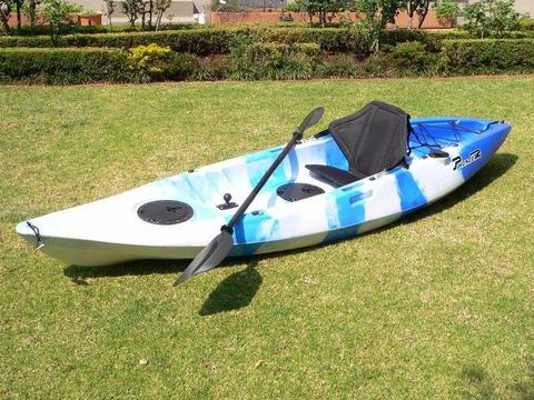 Pioneer Kayak, single including Seat, Paddle & Rod holder, FREE Paddle leash!
