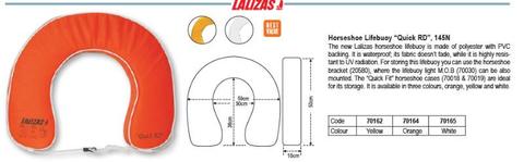 For Sale New Lalizas Horseshoe Lifebuoy 'Quick RD' 145N