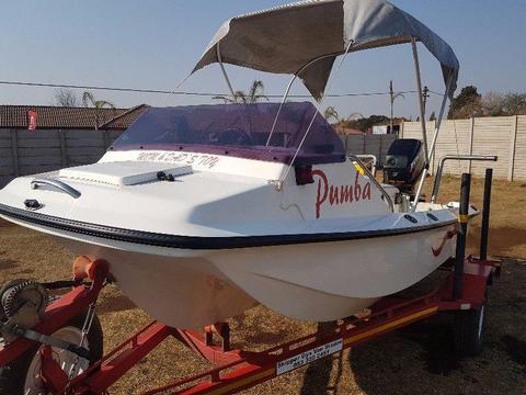 Arrow head ski boat with Mercury 60Hp Big Foot Motor